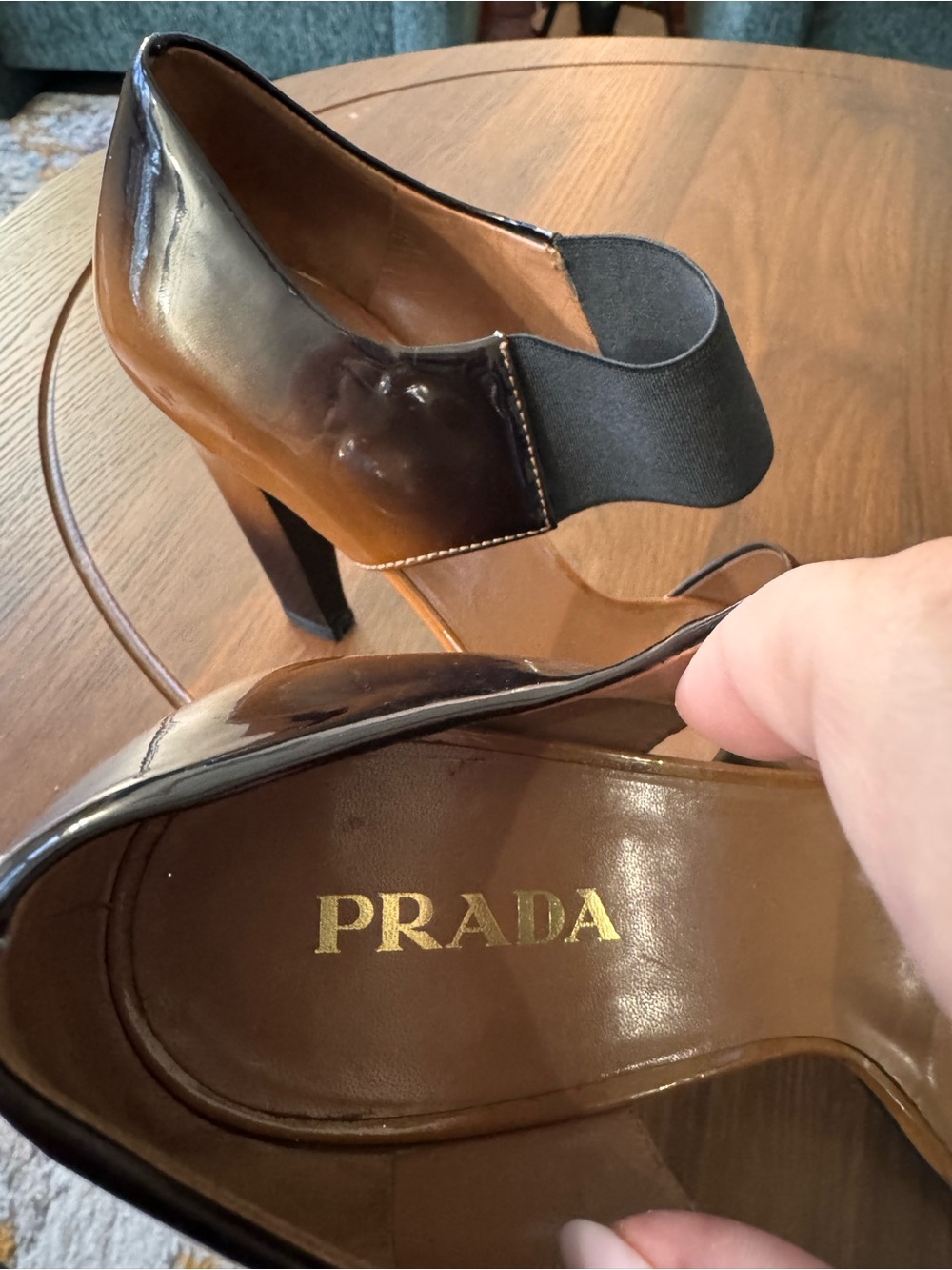 Prada Brown Ombre Patent Leather High Heel Sandals with dust bags - Size 39.5 - Picture 2 of 8